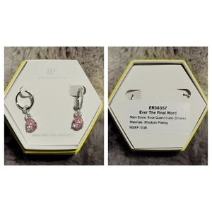 Ever The Final Word Silver and Pink Drop Earrings